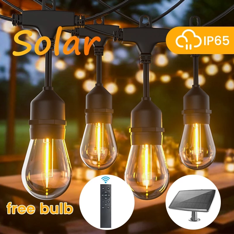 [จุดท้องถิ่น] S14 ไฟสตริงกันน้ำกลางแจ้งแบบเสียบปลั๊ก/หลอดไฟ LED พลังงานแสงอาทิตย์สำหรับตกแต่งสวน ให้บรรยากาศวันหยุด