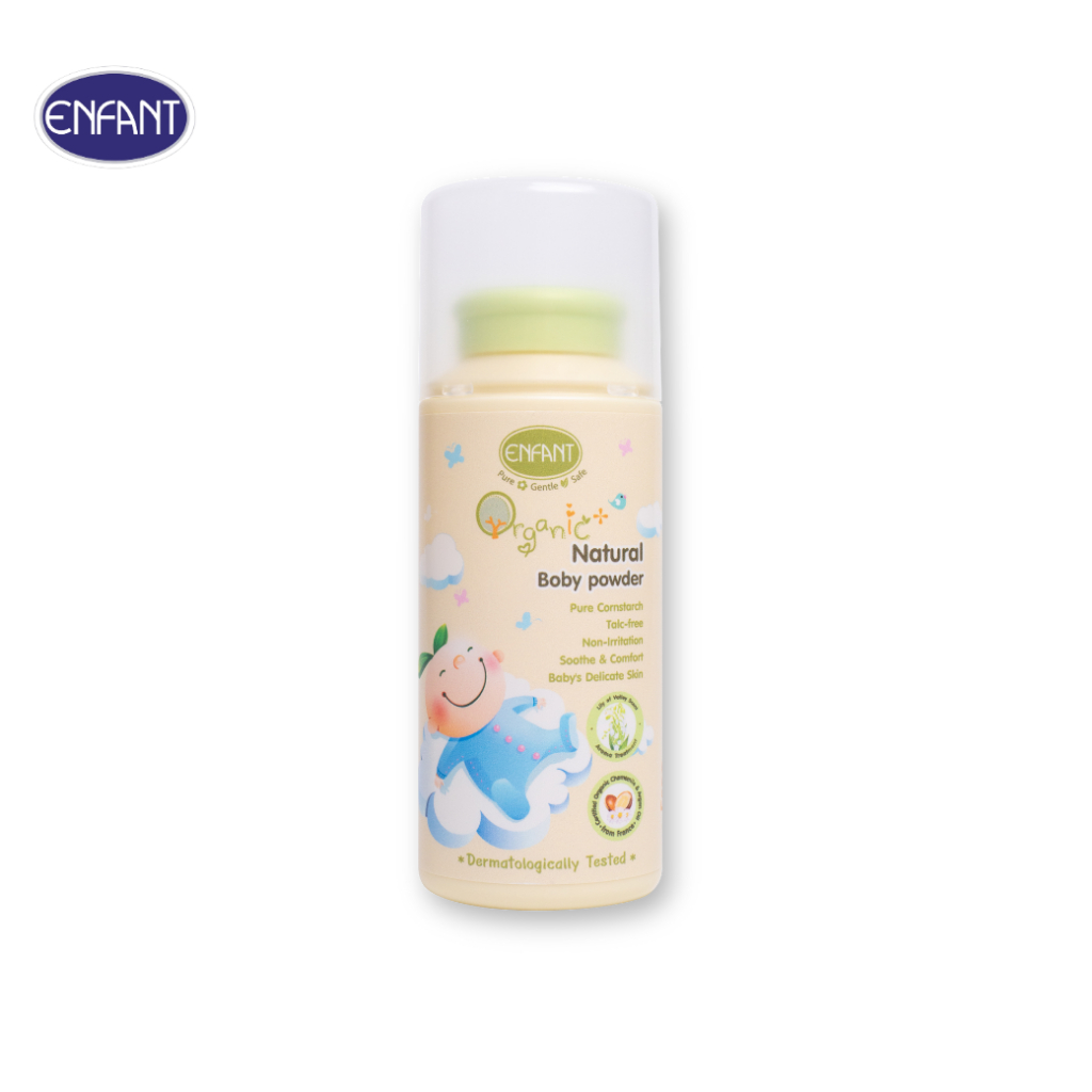 ENFANT (อองฟองต์) ORGANIC PLUS NATURAL BABY POWDER แป้งเด็กสูตรธรรมชาติจากแป้งข้าวโพด ใช้ได้ตั้งแต่แ