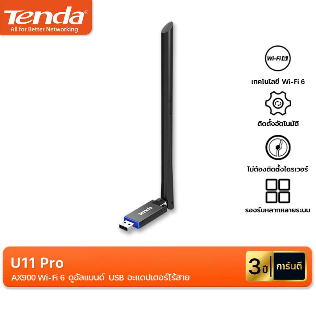 Tenda U11 Pro USB WiFi Adapter AX900 รับสัญญาณ Wifi Card Dual Band 6dBi Antenna สําหรับ PC แล็ปท็อป