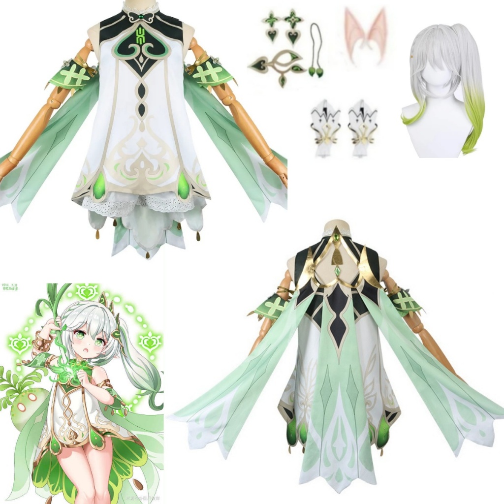 Nahida คอสเพลย์ Lesser Lord Kusanali เครื่องแต่งกายสาวชุดวิกผมเสื้อผ้าเครื่องแต่งกายปาร์ตี้ฮาโลวีน