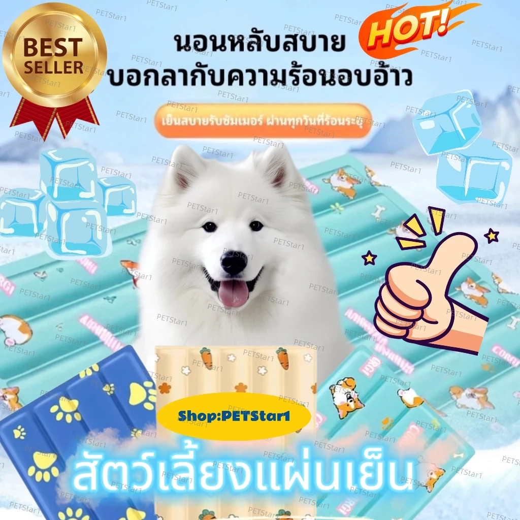 PETStar1🥇Pet cooling mat🥇 เสื่อน้ำแข็งสุนัข เบาะนอนเย็น ที่นอนเจลเย็น แผ่นทำความเย็น ที่นอนสัตว์เลี้ยง หมา แมว เย็นสบาย