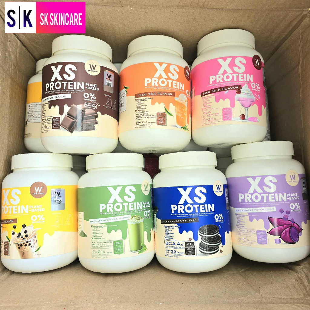 โปรตีนวิงค์ไวท์ WINK WHITE XS Protein 7 รสชาติ ชาไทย/นมชมพู/คุกกี้แอนด์ครีม/ช็อคโกแลต/ชาเขียว/มันม่วง/ชานม (ขนาด 240g)