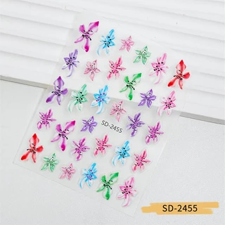 Nawoelite สติ๊กเกอร์ 5D รูปดาว sticker สติกเกอร์ติดเล็บ 5D ลายดอกไม้สวยงาม 💐 สีสันสดใส ติดง่าย แข็งแรง ทนนาน DIY เล็บ