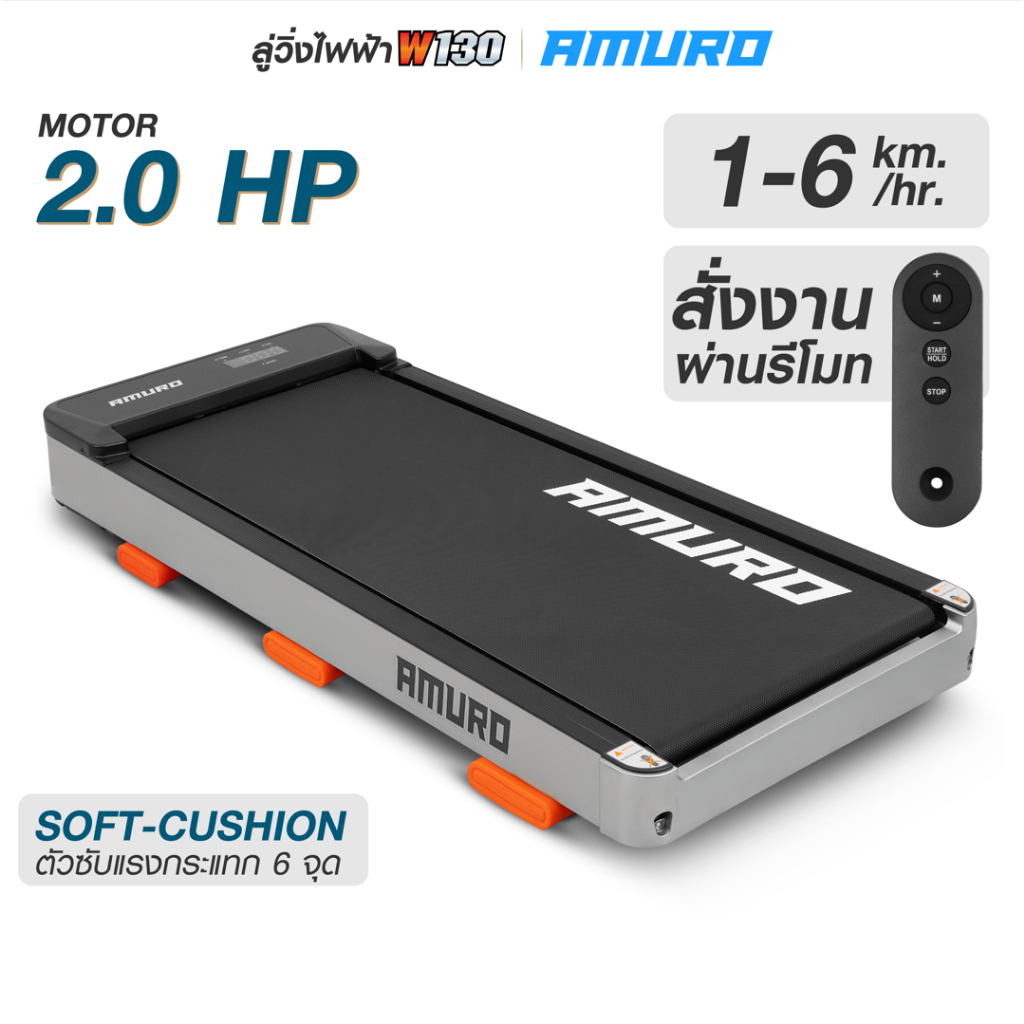 ลู่วิ่งไฟฟ้า WALKING PAD รุ่น W130 ดีไซน์ประหยัดพื้นที่ มีSoft Cushion6จุด ไม่ต้องประกอบแกะกล่องใช้ได