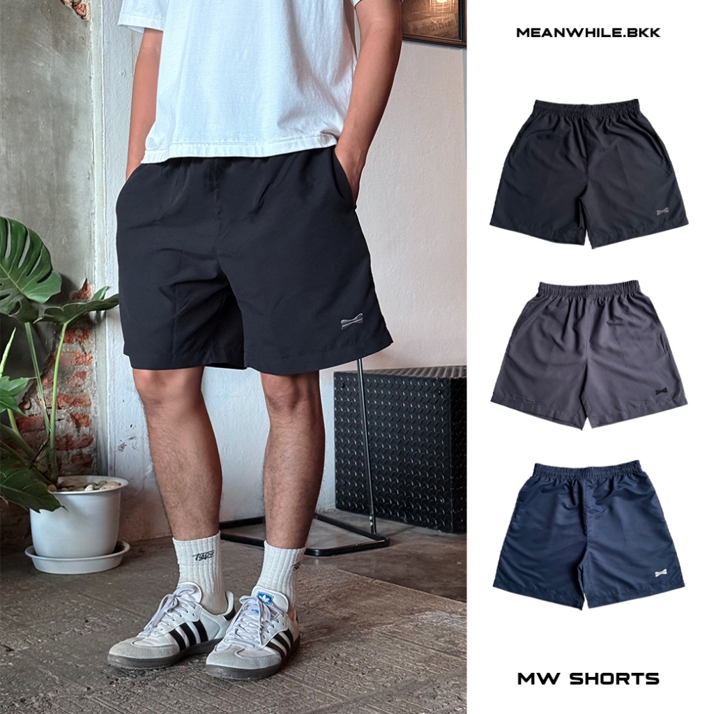 MW Shorts กางเกงขาสั้น สีดำ เทา กรมท่า ผ้าไมโครพีช