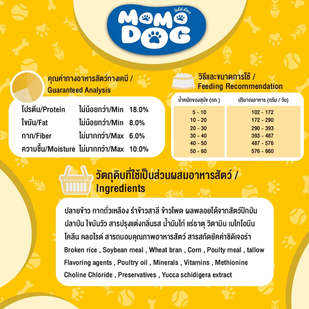 [🔥สินค้าใหม่] Momo Dog โมโม่ ด็อก อาหารเม็ดสุนัข  ขนาด 20 กก. (รสเนื้อ,รสตับ) thumbnail 5
