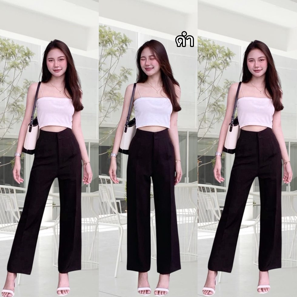 กางเกงขากระบอกกลาง ยาว 37 นิ้ว  สูง 147 - 160 ซม. ใส่ได้  เอว 23 - 40 นิ้ว ป้าย Rainbow Shop 💕(ไอ2) รูปที่ 6