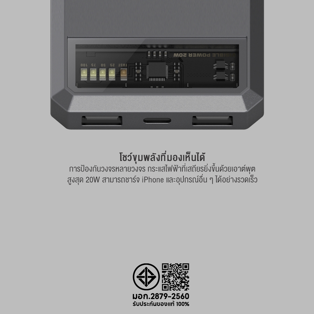 Eloop E53 (สีเทา) แบตสำรอง 10000mAh QC 3.0 | PD 20W Power Bank ชาร์จเร็ว Fast Quick Charge ของแท้100% - รูปที่ 2