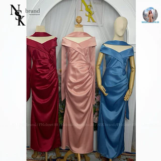 ((1353)) รหัส AA07 ”มีผ้าพันคอให้ด้วย“ (ป้าย NSK brand) Dress ชุดเพื่อนเจ้าสาวชุดราตรี สวยหรู ดูแพง (ร้านNSKbrand)