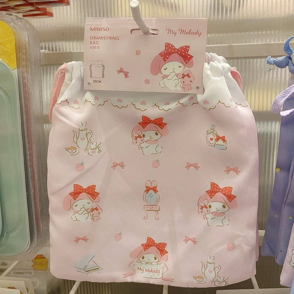 🎀พร้อมส่ง ถุงผ้าหูรูดลาย Sanrio x Miniso สุดน่ารัก ลิขสิทธิ์แท้💯 Cinnamoroll / Kuromi / My Melody