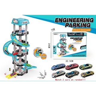 รถรางของเล่น จอดรถ 5 ชั้น แถมรถเหล็กฟรี 2 คันภายในกล่อง ของเ…