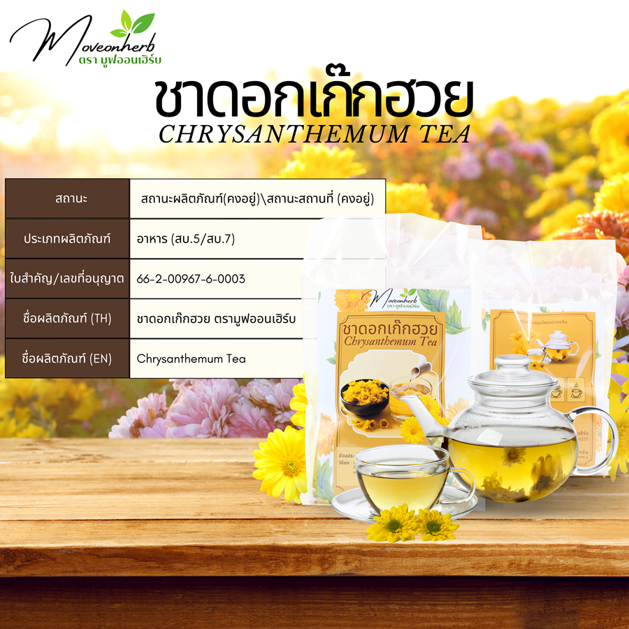 ชาเก๊กฮวย มีอย. ดอกเก๊กฮวย ชาดอกเก๊กฮวย บรรจุ10ถุงชา Chrysanthemum tea
