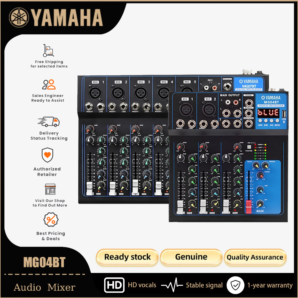 YAMAHA -MG04BT~MG07BT Audio Mixer USB DJ Sound Mixing Console 48V Power for Computer Recording,4 ~ 7