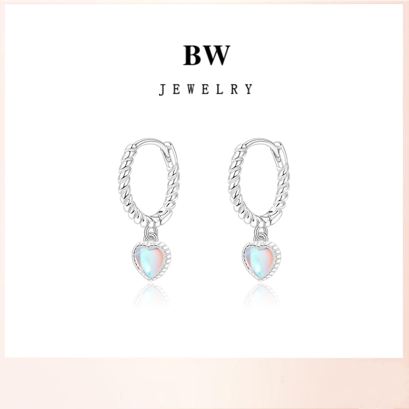 Jewelry ต่างหู ต่างหูเงิน ต่างหูแฟชั่น ต่างหูทำจากมูนสโตน ✨BWE022 ของขวัญ