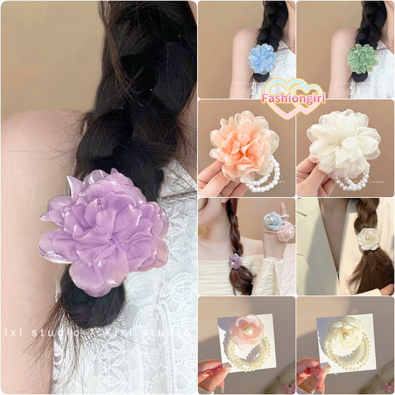 Fashion girl ที่คาดผมลายดอกไม้\สร้อยข้อมือ สําหรับผู้หญิง สไตล์เกาหลี ที่คาดผมไข่มุก ผ้าดีมาก ราคาถูกที่สุด
