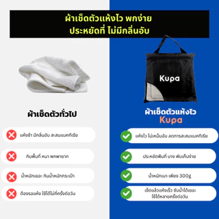 KUPA |1 ชุดได้ 2 ผืน] ผ้าเช็ดตัวแห้งเร็ว (Size L+M) ผ้าเช็ดตัวแห้งไว ผ้าเช็ดตัวไมโครไฟเบอร์ รุ่น Breeze