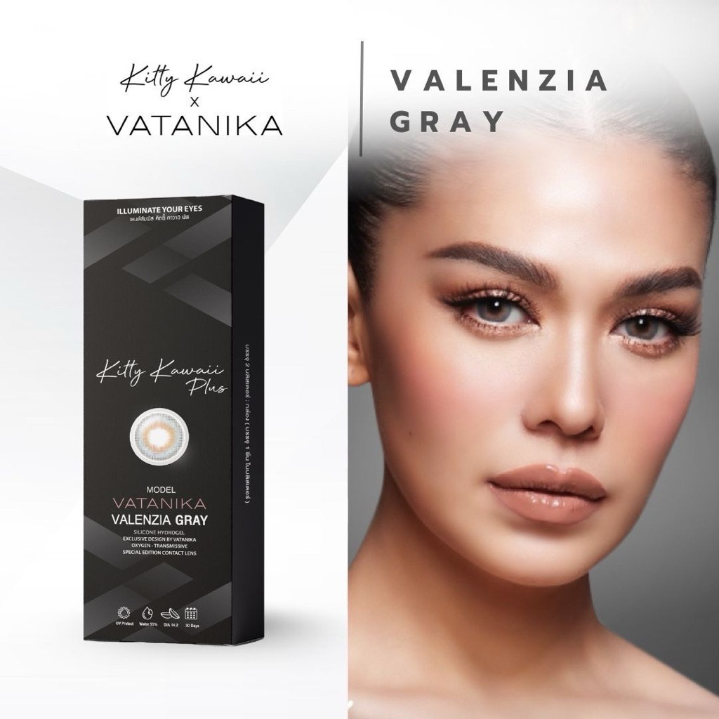 Valenzia Gray Contact Lens Kitty KawaiixVATANIKA lens คอนแทคเลนส์ ค่าสายตา รายเดือน