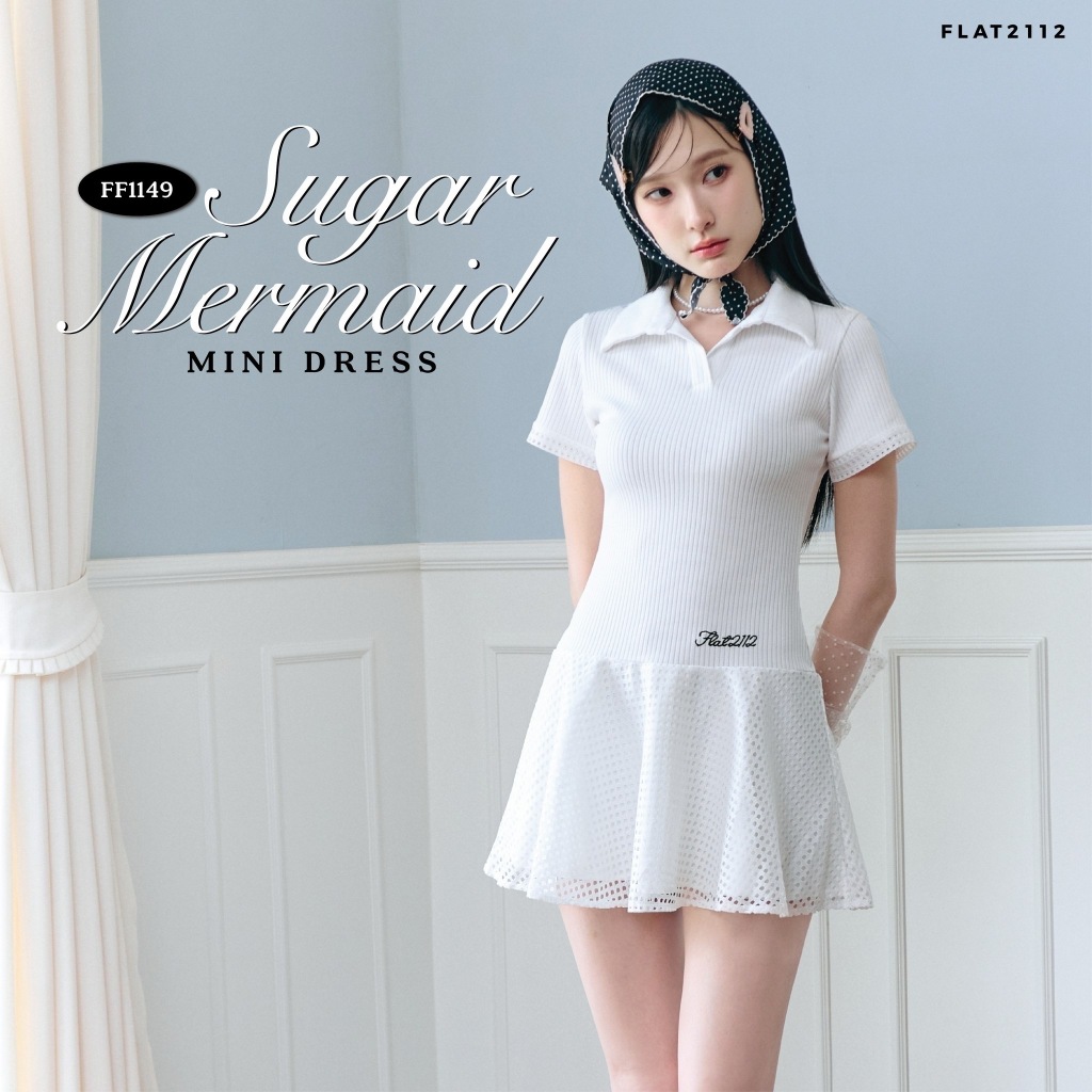 FLAT2112 : SUGAR MERMAID MINI DRESS มินิเดรสมินิมอล ใส่สบาย  ผ้านิ่มใส่สบาย ตัวเดียวครบจบ เดรสใส่เที่ยว (FF1149)