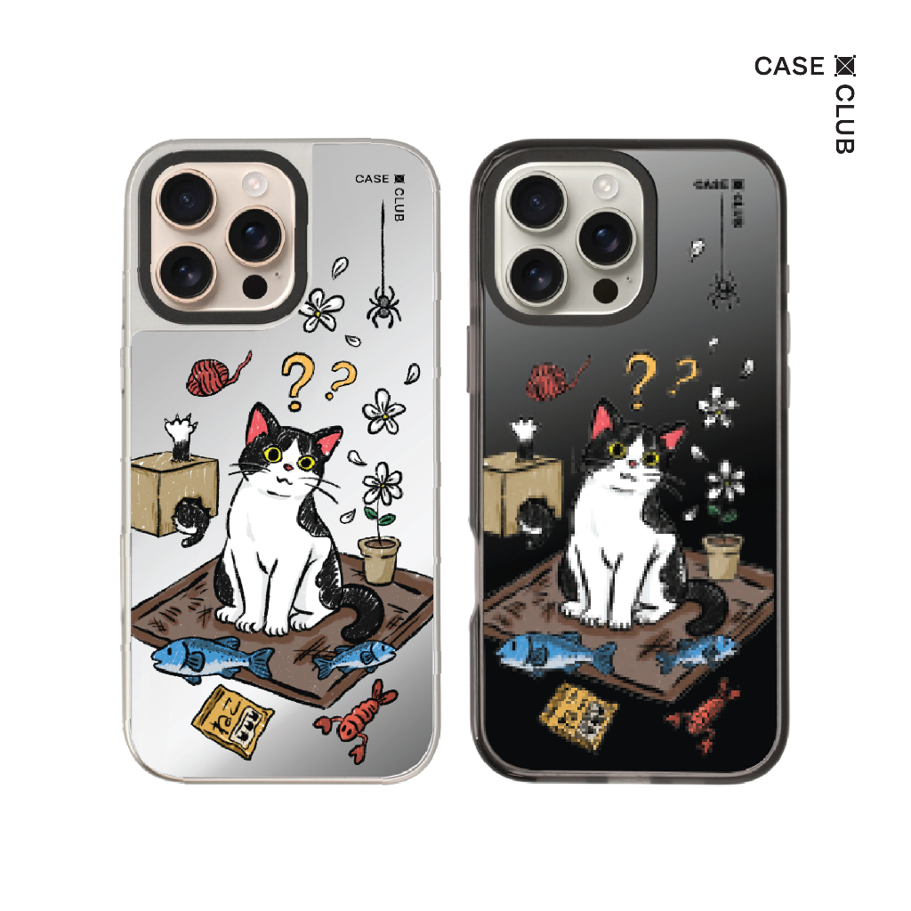 CaseClub เคสไอโฟน เคสกระจก ลาย Bicolor Cat Life สำหรับ i17 Pro Max/i17 Pro/i17 Air/i17