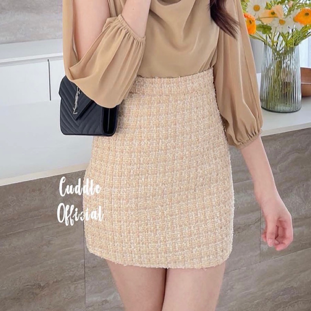 Cuddle.official - Windy Tweed💕(กระโปรงทวิตเอวสูง)