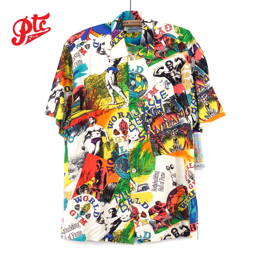เสื้อฮาวาย JAMS WORLD / WORLD GYM  100% RAYON [MADE IN HAWAII, USA]