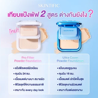 SKINTIFIC ผิวสวยแมตต์บอกต่อ แป้งพัฟผิวเนียน 2 สูตร Pro Filter Powder Foundation แป้งฟิลเตอร์ผิวเนียน ลุคธรรมชาติ