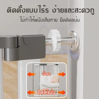 รั้วกั้นแมว ประตูกั้นแมว ไม่ต้องเจาะ กันแมว ประตูเปิดสองทาง สูง 150 ซม.ง่ายต่อการติดตั้ง
