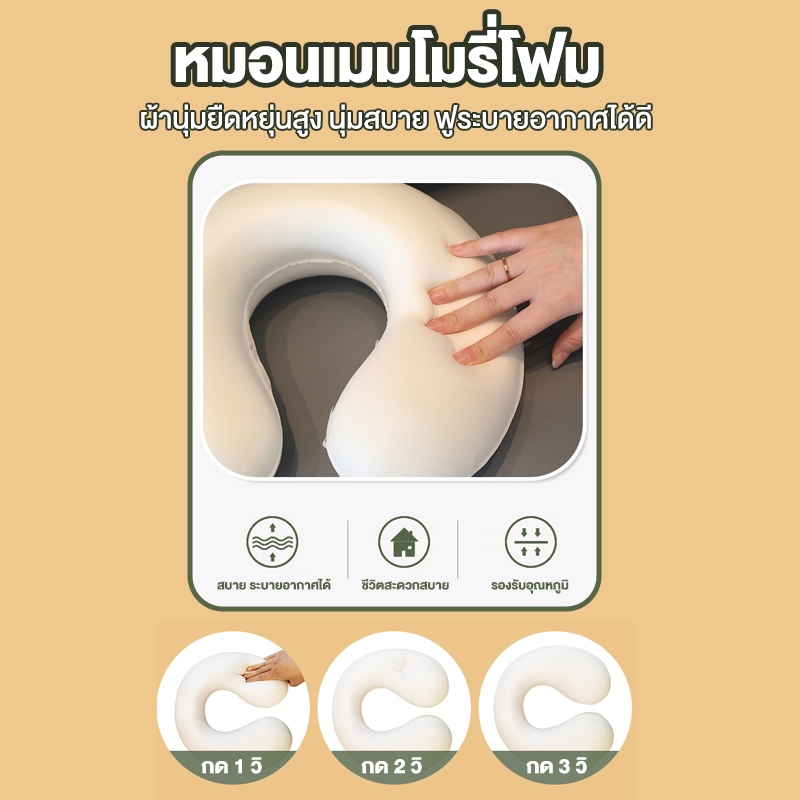 𝐈𝐍𝐅𝐔𝐍  หมอนเมมโมรี่โฟมรูปตัว U หมอนนวดรองคอ ของใช้จำเป็นสำหรับการเดินทาง สไตล์การ์ตูน - รูปที่ 3