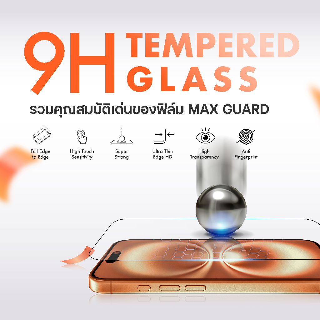 Max Guard ฟิล์มกระจกกันรอย iPhone 17 ทุกรุ่น [Ultra Thin Privacy] แบบกันมอง ขอบบาง เต็มจอ - รูปที่ 4