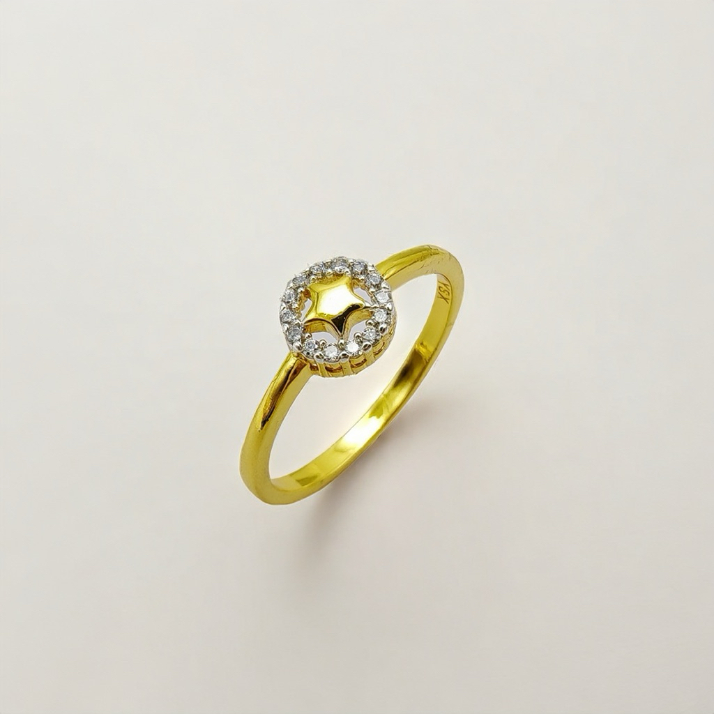 💍แหวนแฟชั่น งานทอง 24K เหลือง ฝั่งเพชร  T-102