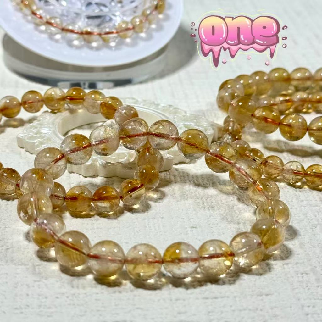 *หินธรรมชาติ 100%* ซิทริน Citrine อัญมณีแห่งความมั่งคั่งและสติปัญญา ซิทรินเกรด5A กำไลหิน หินซิทริน