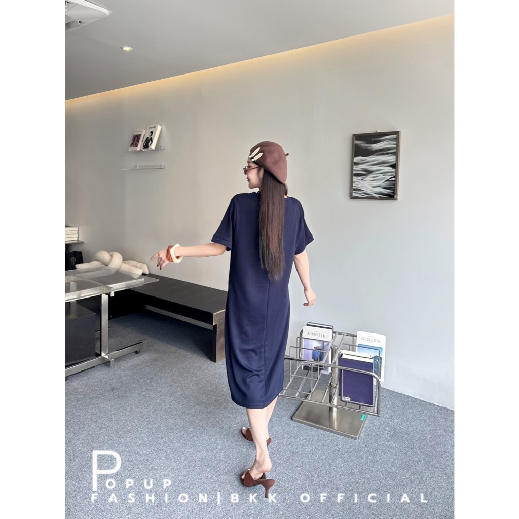 POP UP ชุดเดรสผ้ายืดแมงโก้สุดเก๋ ลายดอกไม้ ทรงคอกลม ฟรีไซส์ ใส่ง่าย แมทช์ได้ทุกสไตล์ - รูปที่ 3