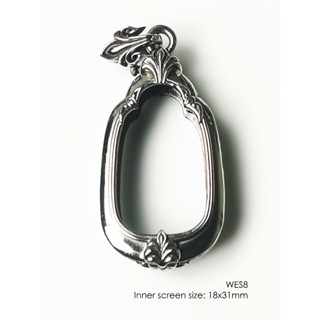 WES8Whitebrass Wessuwan amulet casing 18x31mm กรอบพระ ไวท์บร…