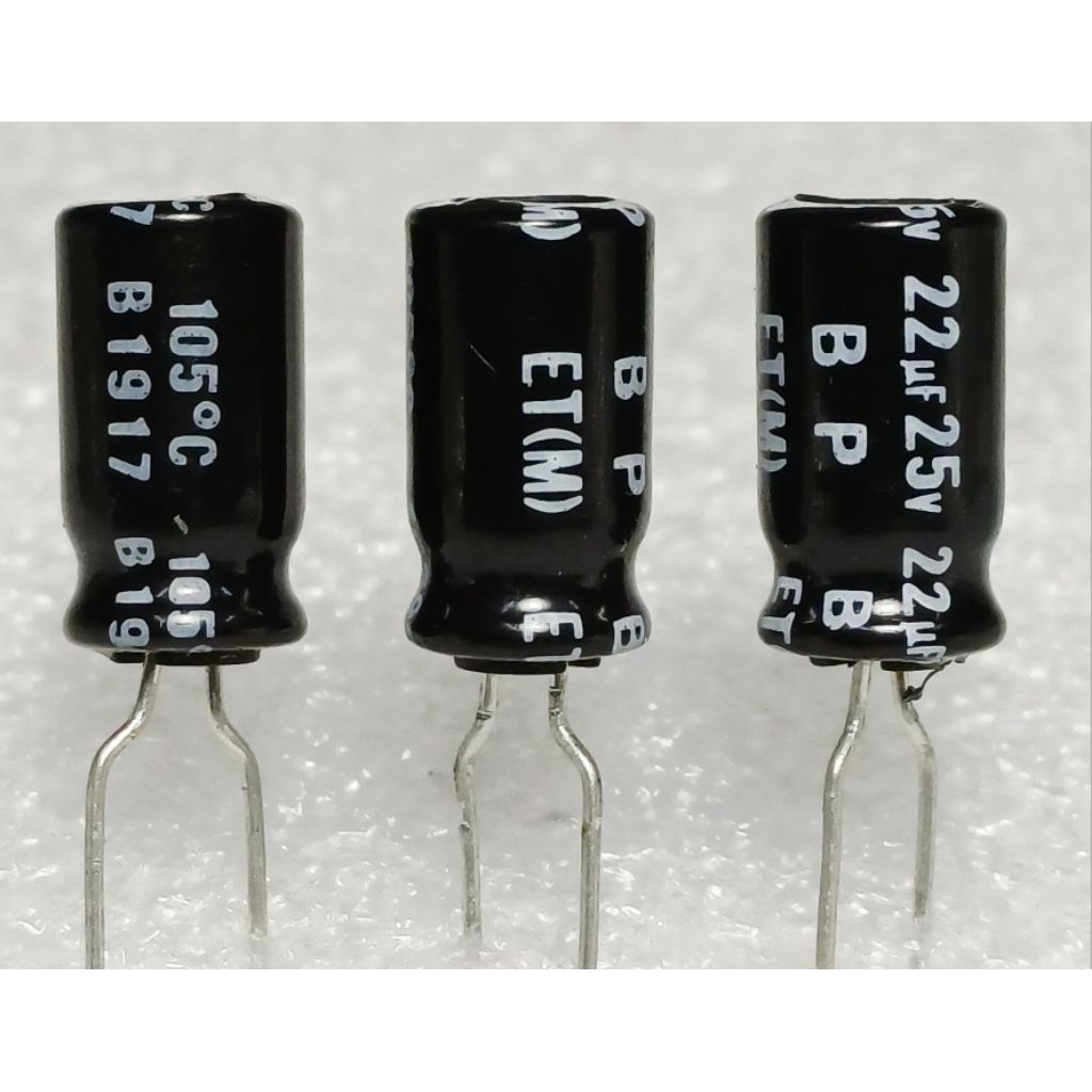 Nichicon ET BP 22uf 25v Bipolar Capacitor ตัวเก็บประจุ ชนิด ไม่มีขั้ว BP Nonpolar ขนาด 6.5×12 มม mm