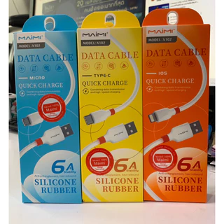 Maimi รุ่น X102 สายชาร์จ 6A Quick chargeing data cable สาย Silicone ไม่หักง่าย ไม่พันกัน ใช้งานทนทาน