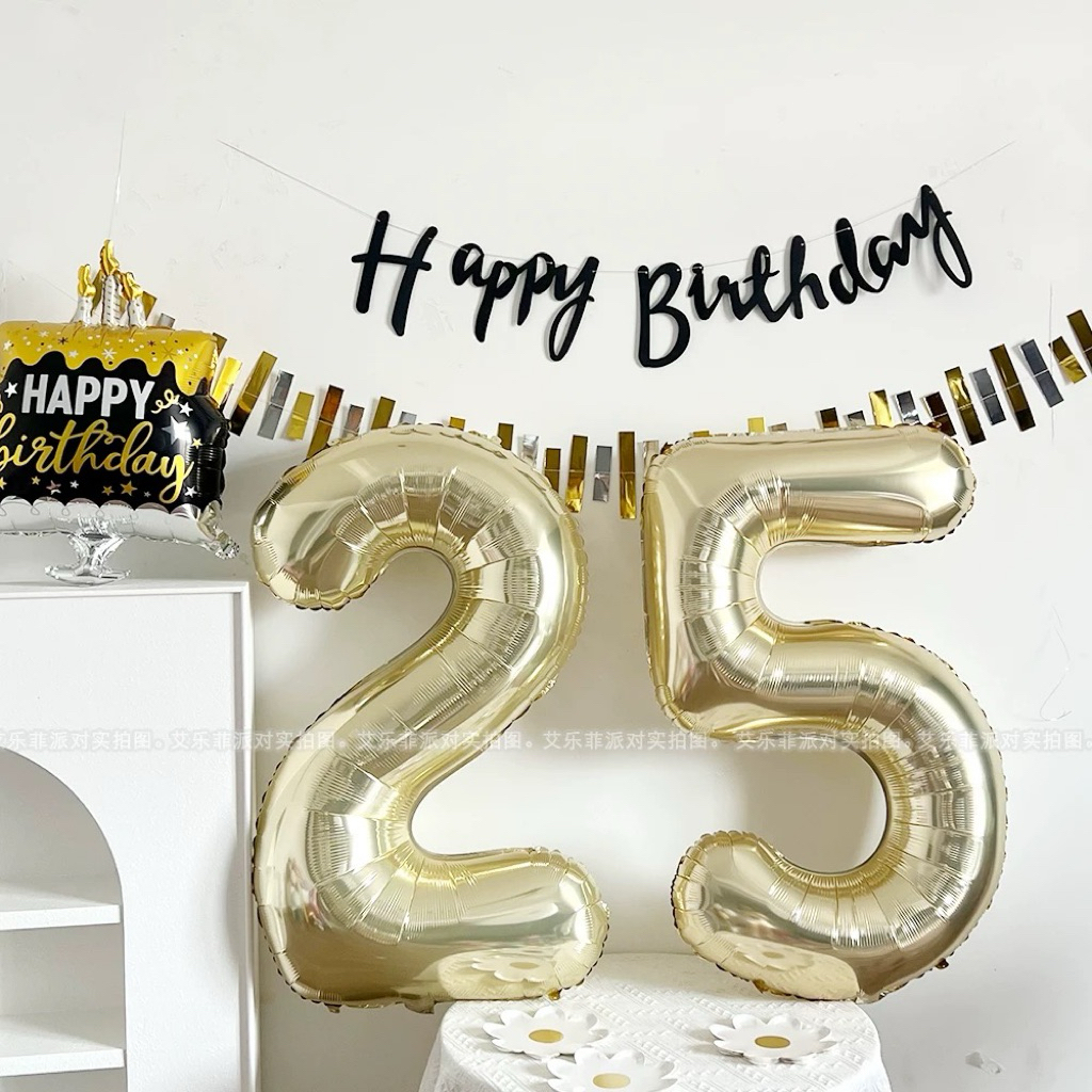 ลูกโป่งตัวเลข สีทองอ่อน ขนาด 40 นิ้ว มีแพ็คเกจ พร้อมส่ง - รูปที่ 2