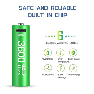 แท้ 100% 4ก้อน ถ่านชาร์จ AA / AAA 1.5V USB 3600mAh แถมสายชาร์จให้ แบตเตอรี่ Rechargeable lithium Li-ion Battery