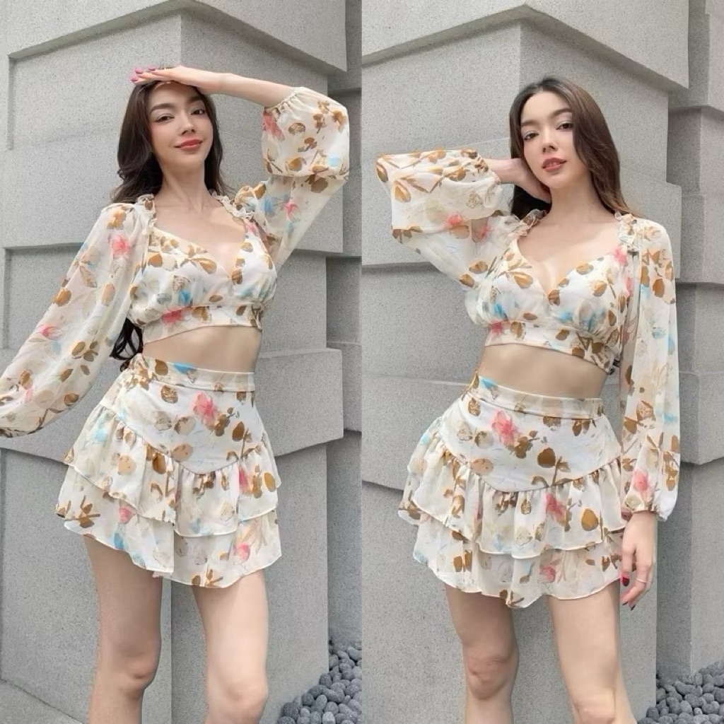 ชุดลายดอกใส่สงกรานต์ หวานๆ น่ารัก