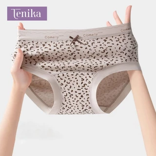 TENIKA กางเกงในรุ่น เอวกลาง ลายเสือดาว กางเกงในไร้ขอบ เซ็กซี่ ระบายอากาศได้ดี Cotton Panties