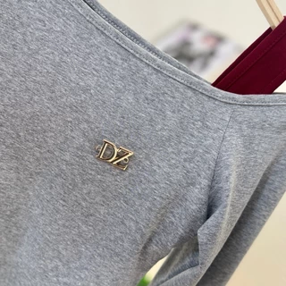 099-100 เสื้อยืดแขนยาว ทูโทนเบี่ยงไหล่ ผ้าCotton supersoft