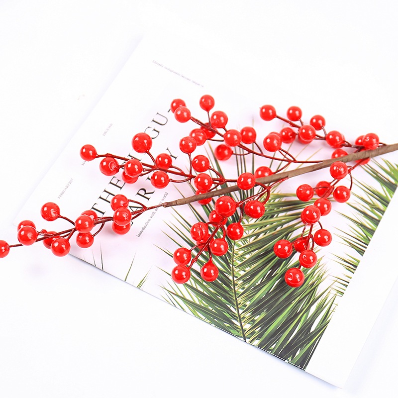 TR-27พร้อมส่ง ช่อเบอรี่ร์ปลอมสีแดง สูง61ซม. 1ก้าน มี6กิ่ง