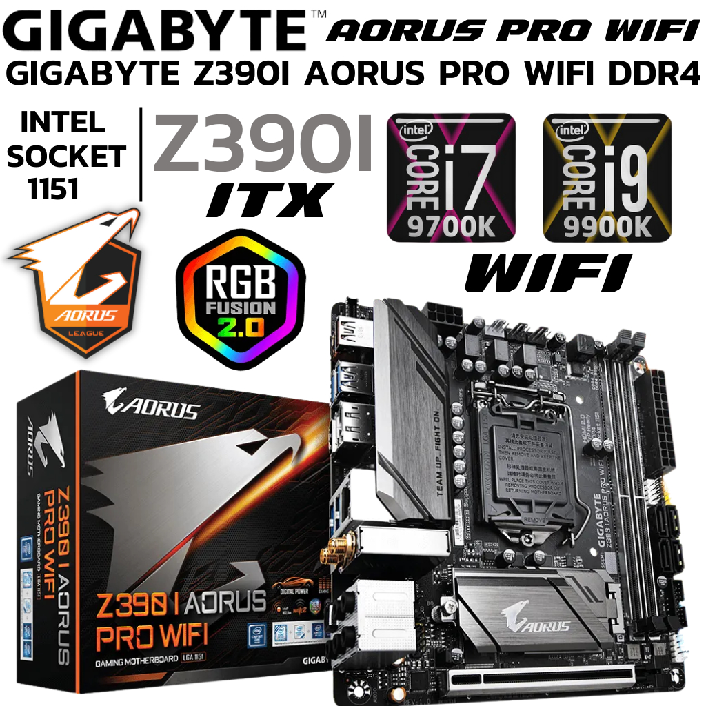 MAINBOARD (เมนบอร์ด) 1200 Z390 I AORUS PRO WIFI DDR4 Support Gen 8 Gen 9