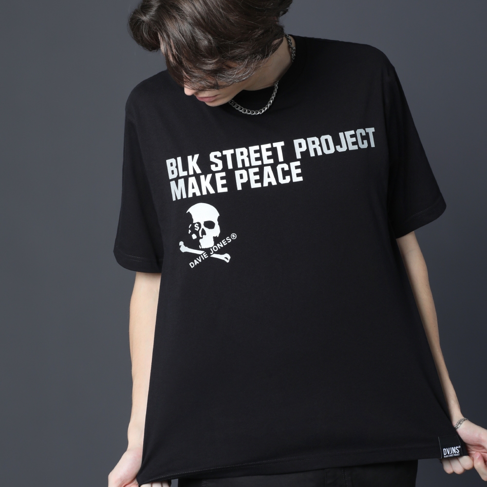DAVIE JONES [ Black Street Project ] เสื้อยืด Logo Oversized Fit T-Shirt LG0079 สีดำ - รูปที่ 2
