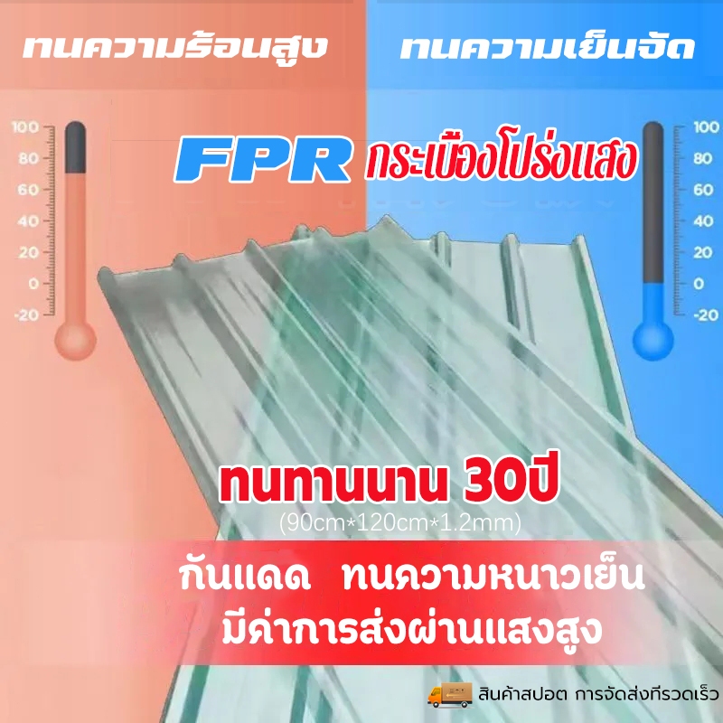 FRPกระเบื้องโปร่งแสง ทนทานนาน 30ปี แผ่นหลังคา แผ่นหลังคาใสๆ โปร่งแสง กระเบื้องหลังคา แผ่นใส ลอนคู่ ก