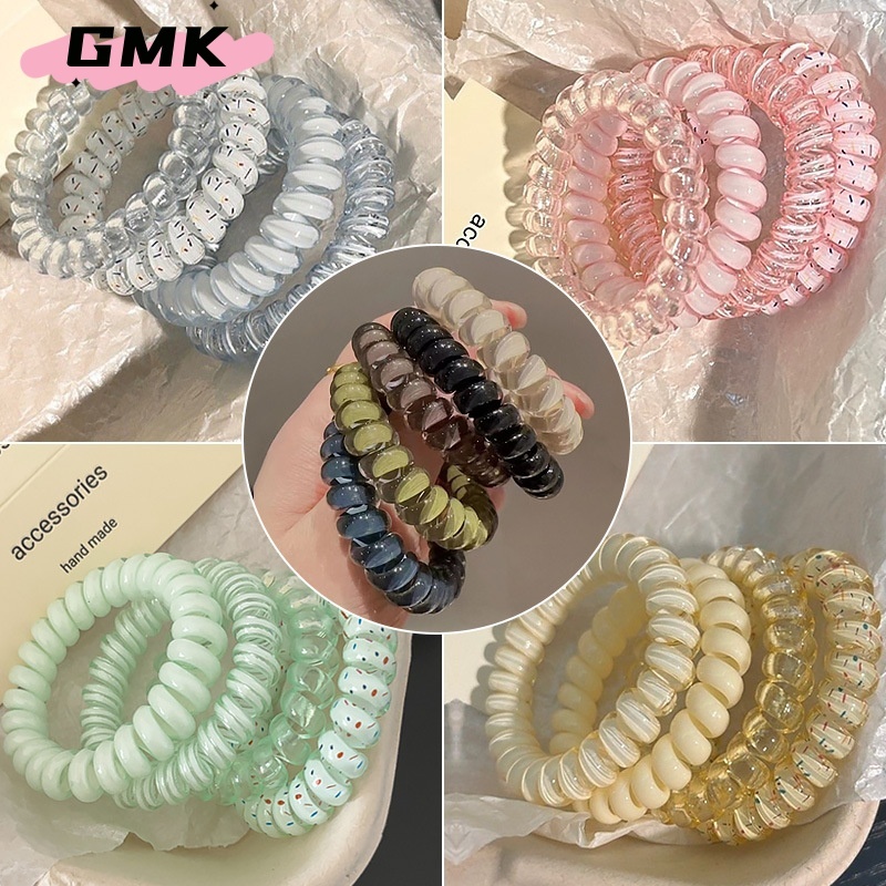 4 ชิ้น/ชุด สายโทรศัพท์รัดผมสำหรับผู้หญิง เชือกมัดผมหางม้า เชือกรัดผม เครื่องประดับผมG3260