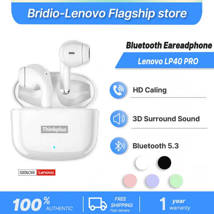 Lenovo LP40 Pro หูฟังบลูทูธ Tws ไร้สาย  ลดเสียงรบกวน สเตอริโอ ไร้สายบลูทูธ 5.1 พ
