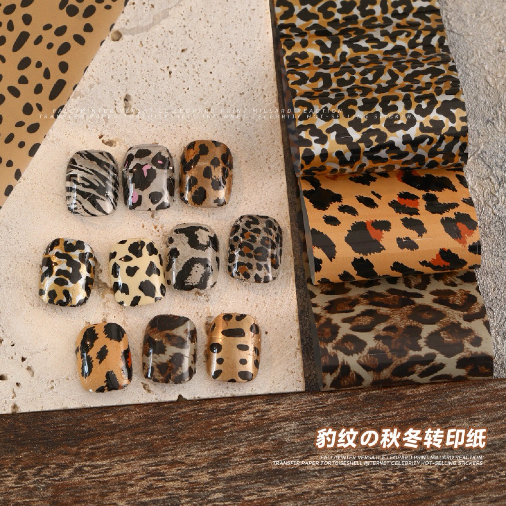 ฟอยยาว 100 เซน. ฟอยแต่งเล็บ แบบลอกลาย ลายเสือ สุดฮิต