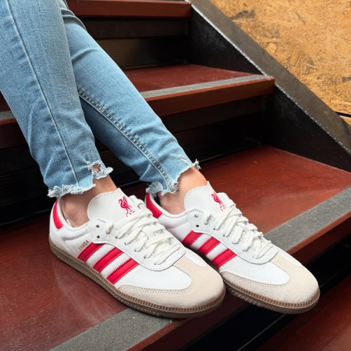 【ของแท้ 100%】Liverpool x Adidas Origins Samba Low Help White Red