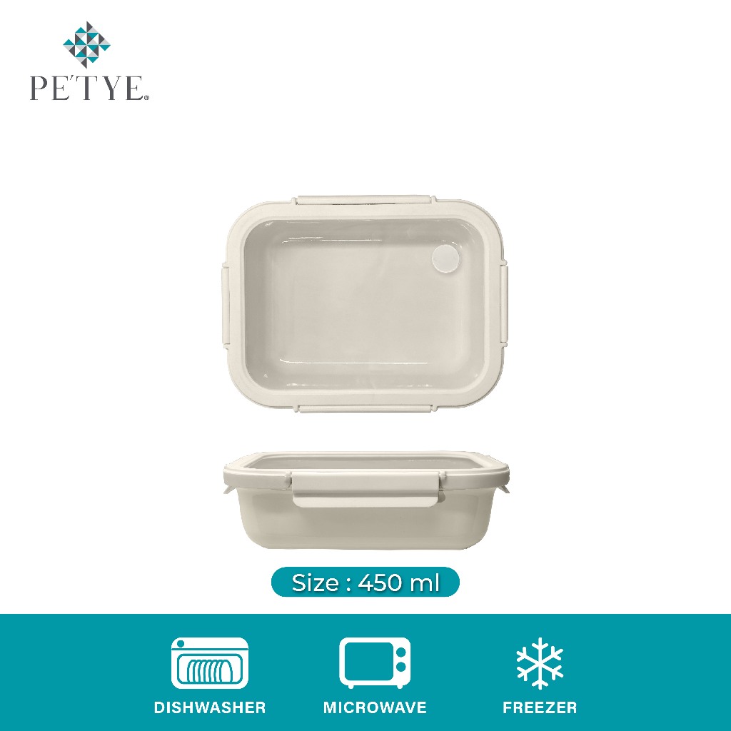 PE'TYE Food Lock 450 ml. Cream กล่องเก็บอาหารเซรามิกสไตล์มินิมอล สีครีม 450 ml. - RC102