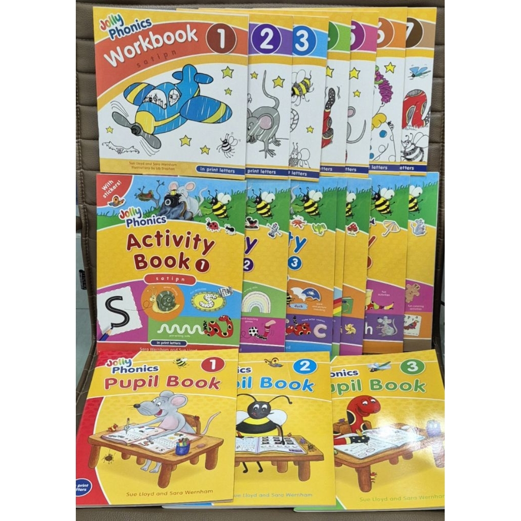 PP Set of Jolly Activity 1-7, Phonics Pupil 123, Workbook 1-7: In Print Letters